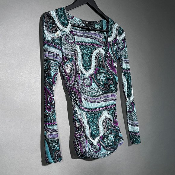 INC International Concepts Multi Color StretchTunic Square Neckline Size S - Picture 2 of 11